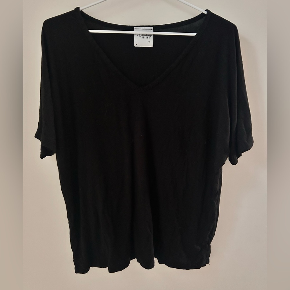 Elegant Black V-Neck Short Sleeve Tee